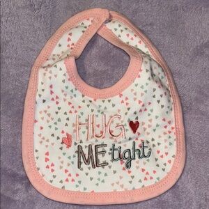 Hug Me Tight Baby Girl’s Pink & White Bib with Hearts Size 6-9 Months
